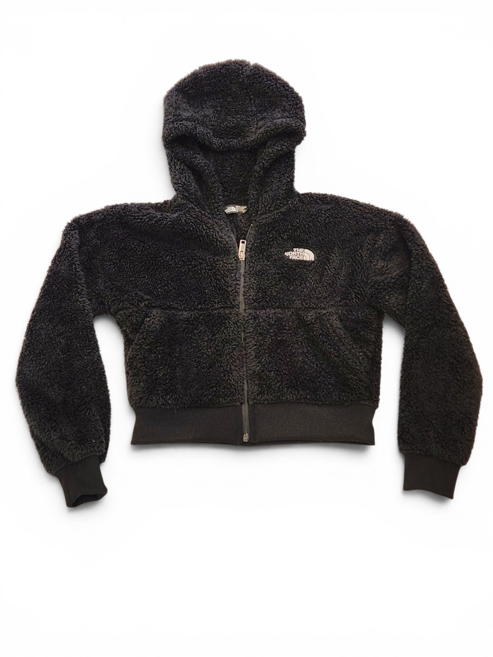 The North Face Black Sherpa Full-Zip Hoodie Size Kids 10/12 Women XS
